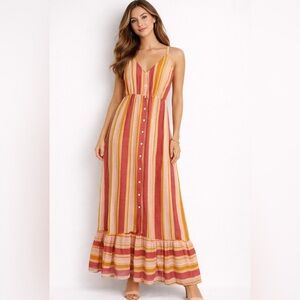 Sage The Label NWT Boho Stripe Maxi Dress XS Button Front